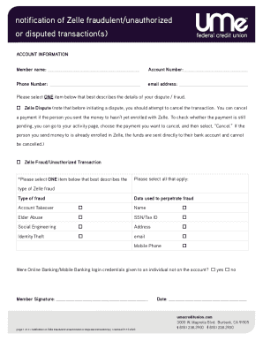 Zelle Fraud Dispute Form