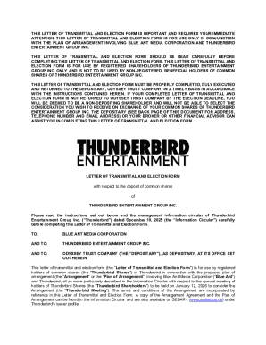 Letter of Transmittal and Election Form