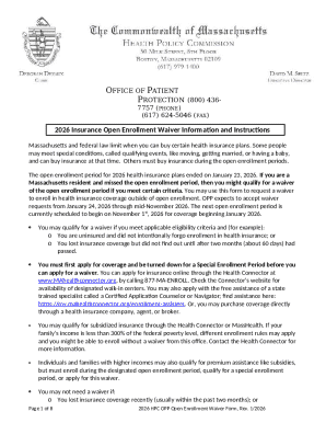 2026 Massachusetts Health Insurance Waiver Form