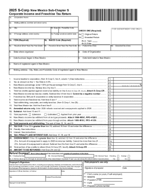 New Mexico S-Corp Income and Franchise Tax Return
