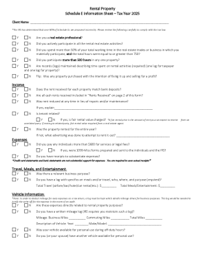 Schedule E Information Sheet