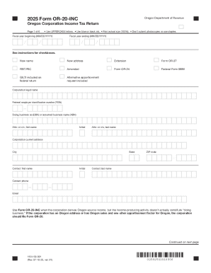 2025 Oregon Corporation Income Tax Return