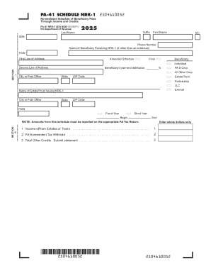 PA-41 Schedule NRK-1