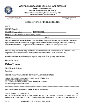 Request for Pupil Records