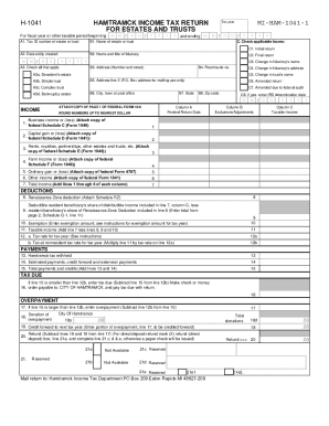 Hamtramck Estate and Trust Income Tax Return