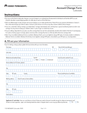Kaiser Permanente Account Change Form