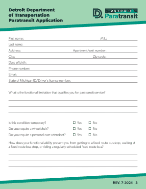 Detroit Paratransit Application