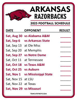 2025 Arkansas Razorbacks Football Schedule