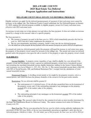 Delaware County 2025 Real Estate Tax Deferral Application