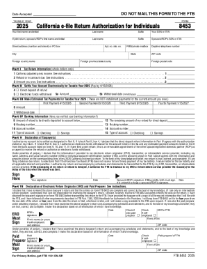 California e-file Return Authorization for Individuals 8453