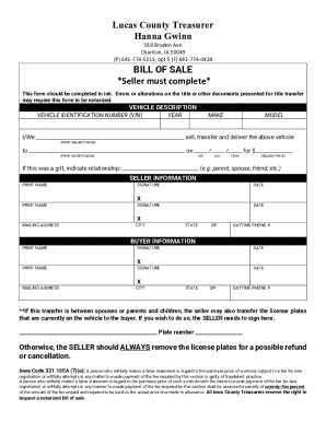 Iowa Bill of Sale