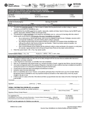 Confirmation of Medical Stability and Program Readiness