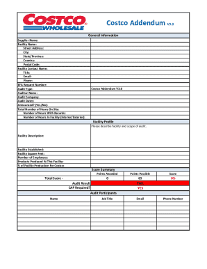 Costco Addendum V3.0 Audit Form