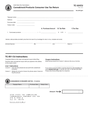 Utah Cannabinoid Consumer Use Tax Form