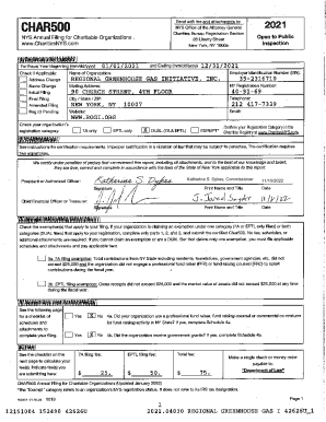 CHAR500 Annual Filing for Charitable Organizations