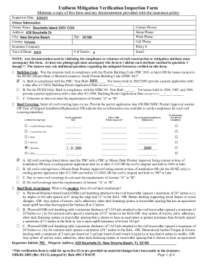 Florida Uniform Mitigation Verification Inspection Form