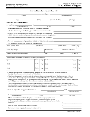USCIS I-134 Affidavit of Support