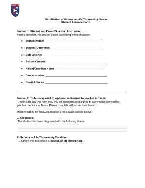 Texas Student Absence Form