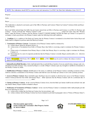 Back-Up Contract Addendum