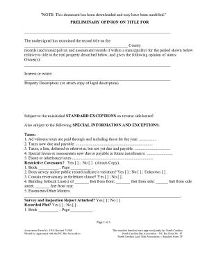 North Carolina Title Insurance Application