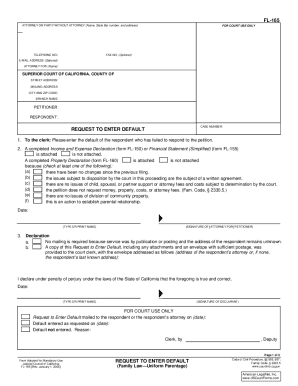 California Request to Enter Default