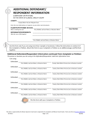 Illinois Additional Defendant/Respondent Information Form