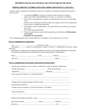 School Medication Authorization Form