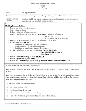 Formal Letter Writing Worksheet
