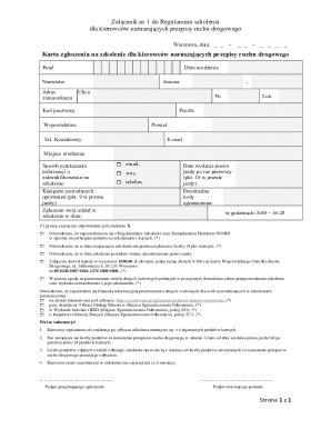 Karta zgłoszenia na szkolenie dla kierowców