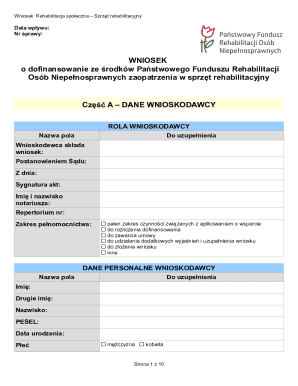 Poland Rehabilitation Equipment Grant Application