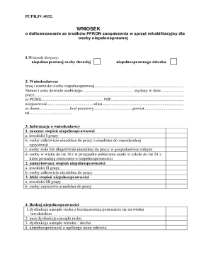 PFRON Rehabilitation Equipment Funding Application