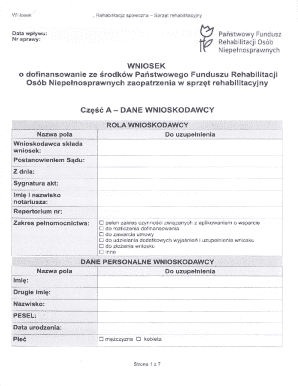 Poland Rehabilitation Equipment Grant Application