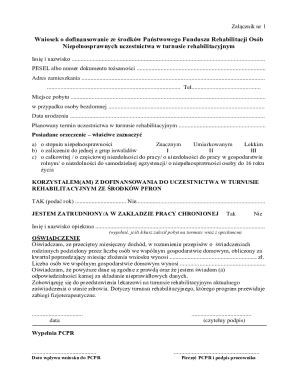 Application for PFRON Rehabilitation Stay Funding