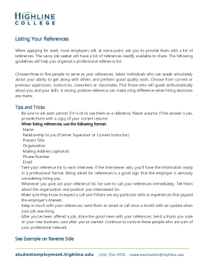 Reference List Template