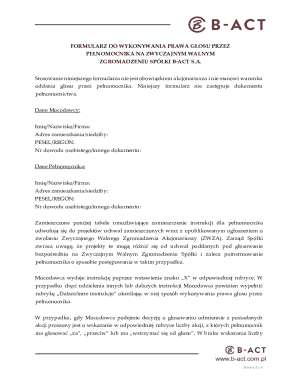 Proxy Voting Form for B-Act S.A. Annual General Meeting