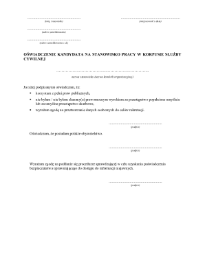 Poland Civil Service Job Candidate Declaration