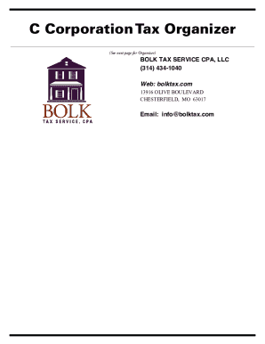 C Corporation Tax Organizer