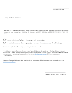 Data Processing Consent Form