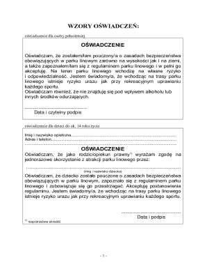 Park Linowy Safety Declaration Form