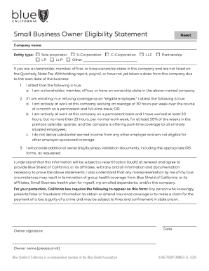 Small Business Owner Eligibility Statement
