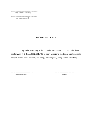 Consent for Personal Data Processing