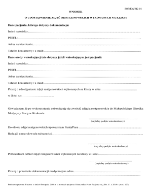 Medical X-Ray Image Release Form