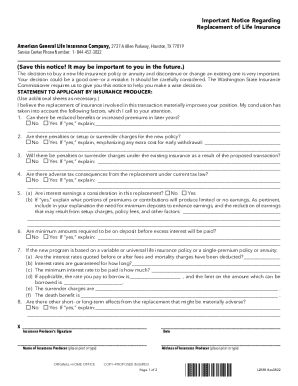 Life Insurance Replacement Notice
