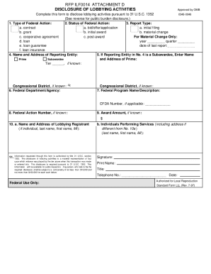 Disclosure of Lobbying Activities Form