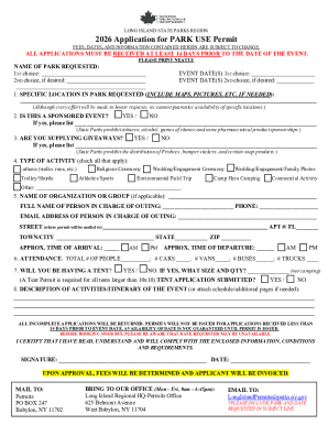 2026 Long Island State Park Use Permit Application