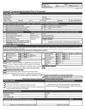 Ocrevus Treatment Order Form