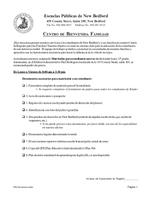 New Bedford Student Registration Form