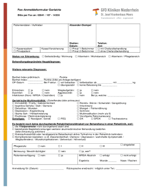 Geriatrie Fax Registration Form
