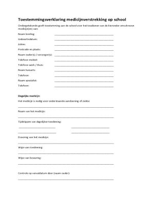Medicijnverstrekking Toestemmingsverklaring