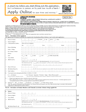 Hong Kong Student Financial Assistance Household Application Form